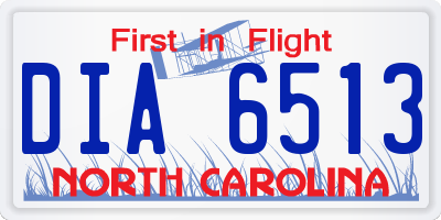 NC license plate DIA6513