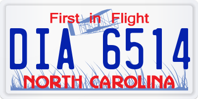 NC license plate DIA6514