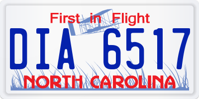NC license plate DIA6517
