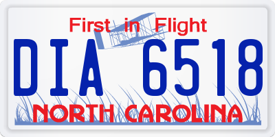 NC license plate DIA6518