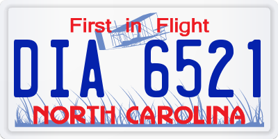 NC license plate DIA6521