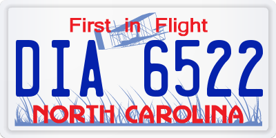 NC license plate DIA6522