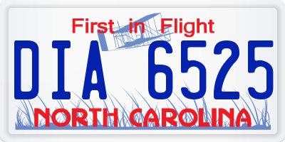 NC license plate DIA6525
