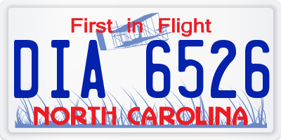 NC license plate DIA6526