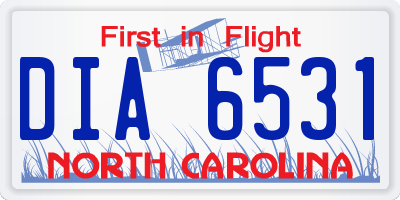 NC license plate DIA6531