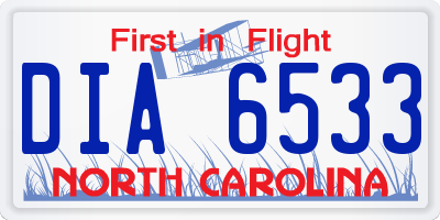 NC license plate DIA6533