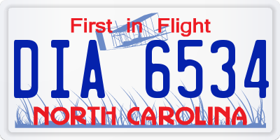 NC license plate DIA6534