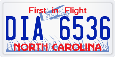 NC license plate DIA6536