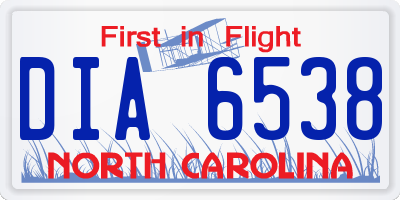 NC license plate DIA6538