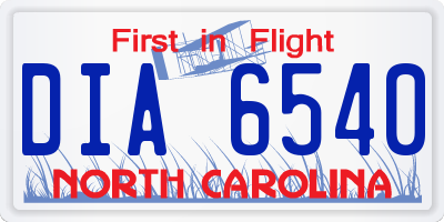 NC license plate DIA6540