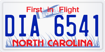 NC license plate DIA6541