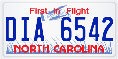 NC license plate DIA6542
