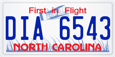 NC license plate DIA6543