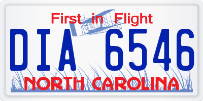 NC license plate DIA6546