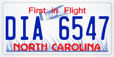 NC license plate DIA6547