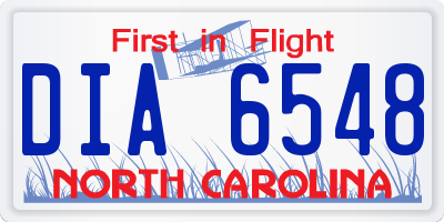 NC license plate DIA6548