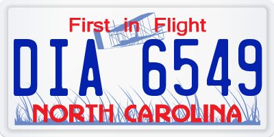 NC license plate DIA6549