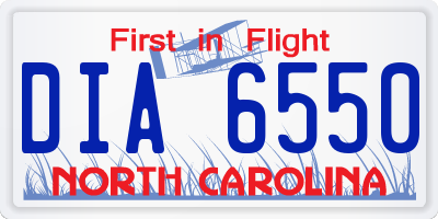 NC license plate DIA6550