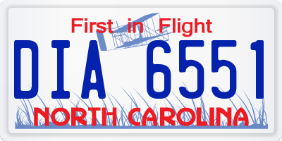 NC license plate DIA6551