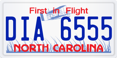 NC license plate DIA6555