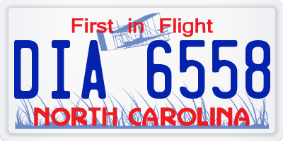 NC license plate DIA6558