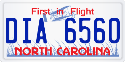 NC license plate DIA6560