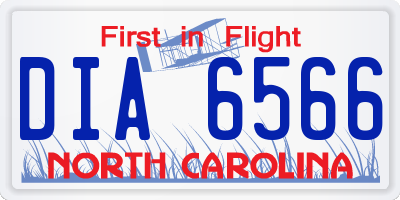 NC license plate DIA6566