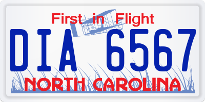 NC license plate DIA6567