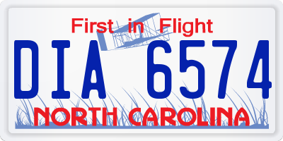 NC license plate DIA6574