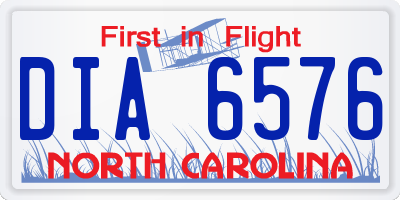 NC license plate DIA6576