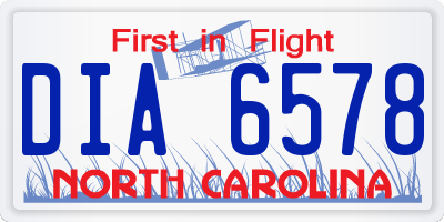 NC license plate DIA6578