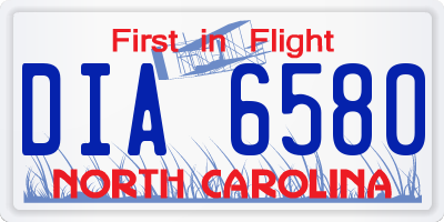 NC license plate DIA6580