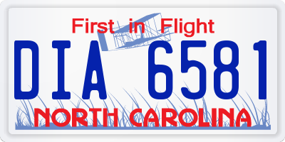 NC license plate DIA6581