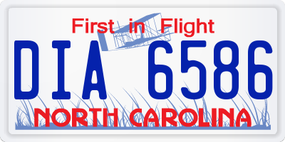 NC license plate DIA6586