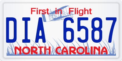 NC license plate DIA6587