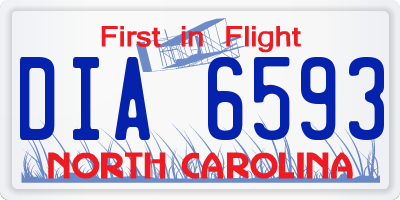NC license plate DIA6593