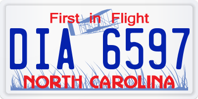 NC license plate DIA6597
