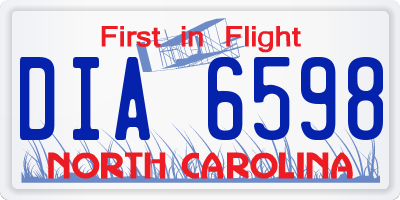 NC license plate DIA6598
