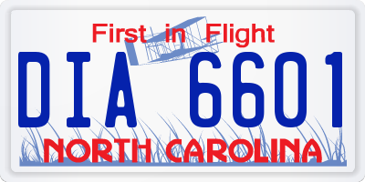 NC license plate DIA6601