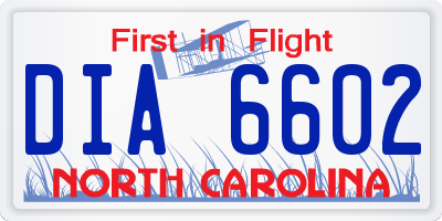 NC license plate DIA6602