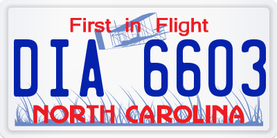 NC license plate DIA6603