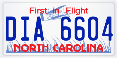 NC license plate DIA6604