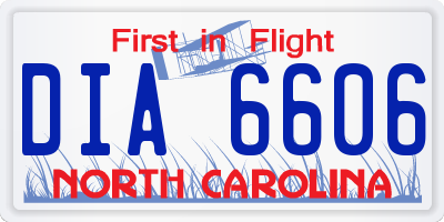 NC license plate DIA6606