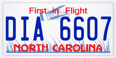 NC license plate DIA6607
