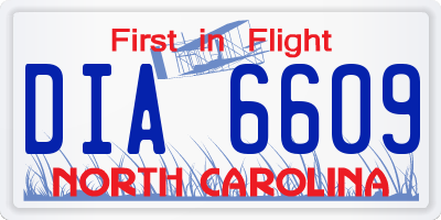 NC license plate DIA6609
