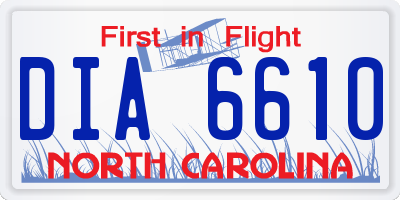 NC license plate DIA6610