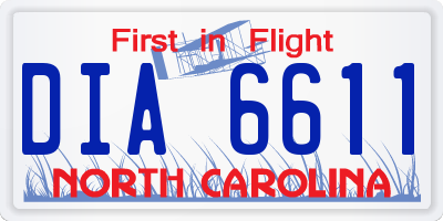 NC license plate DIA6611