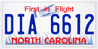 NC license plate DIA6612