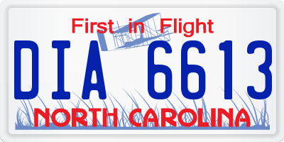 NC license plate DIA6613