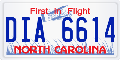 NC license plate DIA6614